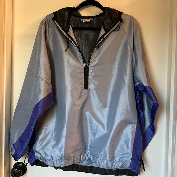 Vintage Nike Windbreaker Light Rain Jacket Light Blue Purple Half-Zip Large - Picture 1 of 7